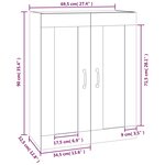 vidaXL Armoire murale suspendue Chêne fumé 69 5x32 5x90 cm
