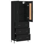 vidaXL Buffet haut Noir 69 5x34x180 cm Bois d'ingénierie