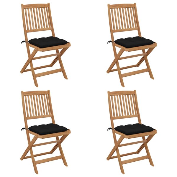 vidaXL Chaises pliables de jardin 4 Pièces avec coussins Bois d'acacia