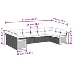 vidaXL Salon de jardin avec coussins 10 Pièces beige résine tressée
