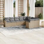 vidaXL Salon de jardin avec coussins 9 Pièces beige résine tressée