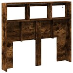 vidaXL Armoire tête de lit avec LED chêne fumé 120x17x102 cm