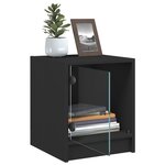 vidaXL Tables de chevet avec portes en verre 2 Pièces noir 35x37x42 cm
