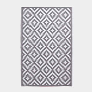 Tapis extérieur terrasse réversible - Tapis de jardin imperméable et résistant UV - Zoe - Gris - 75x200 cm - HOMESCAPES