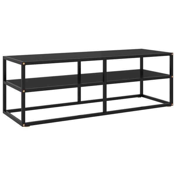vidaXL Meuble TV noir avec verre noir 120x40x40 cm