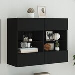 vidaXL Meuble TV mural avec lumières LED noir 78 5x30x60 5 cm