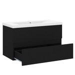 vidaXL Armoire d'évier avec lavabo intégré Noir Aggloméré