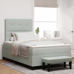 vidaXL Lit à ressort avec matelas et banc Gris clair 120x200 cm Velours