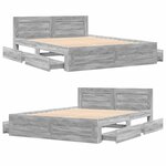 vidaXL Cadre de lit avec tête de lit sonoma gris 160x200 cm