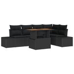 vidaXL Ensemble de Canapés de Jardin 6 pièces avec Coussins Rotin Poly Noir
