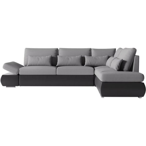 Canapé d'angle réversible convertible SEVARA 4 places - PU et Gris - Coffre de rangement - 267 x 200 x 90 cm