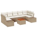 vidaXL Ensemble de canapé de jardin 8 pièces avec coussins Beige Poly Rattan Acacia