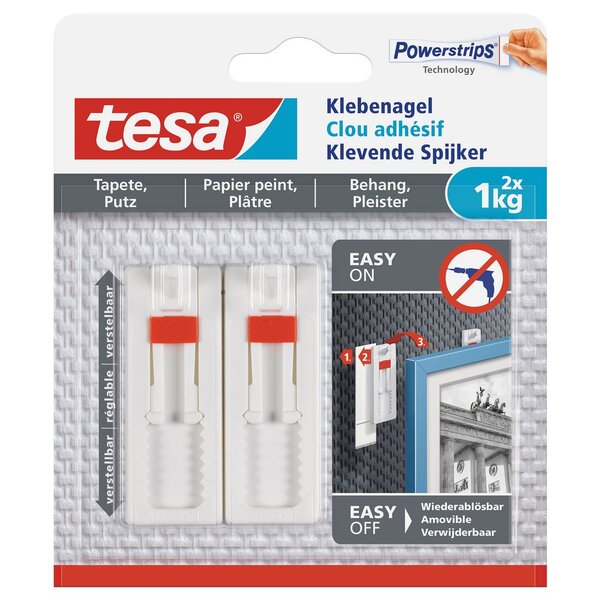 Clou adhésif pour papier peint et plâtre, Powerstrips®, 1 kg, blanc 77774 (paquet 2 unités)