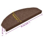 vidaXL Tapis de marches d'escalier 15 Pièces Marron 65x24x4 cm