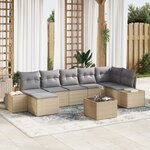 vidaXL Ensemble de canapé de jardin 8 pièces avec coussins rotin noir