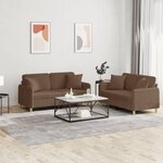 vidaXL Ensemble de canapés 2 Pièces avec coussins marron tissu