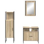 vidaXL Ensemble meuble salle de bain 3 pièces en chêne Sonoma en bois d'ingénierie