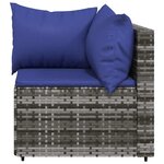 vidaXL Salon de jardin 3 Pièces avec coussins Gris Résine tressée