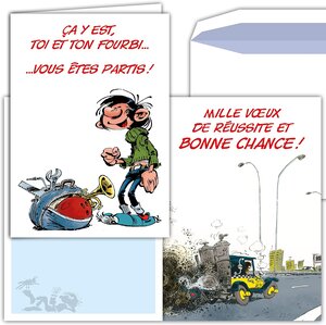 Maxi grande carte géante départ collègue gaston lagaffe franquin avec enveloppe