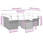 vidaXL Ensemble de Canapé de Jardin 7 Pièces avec Coussins Noir Poly Rattan