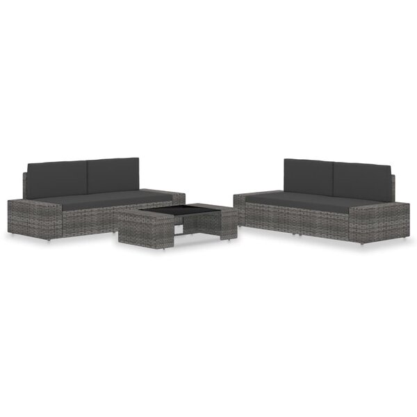 vidaXL Salon de jardin 5 Pièces Résine tressée Gris