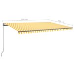 vidaXL Auvent automatique capteur de vent/LED 500x300cm Jaune et blanc