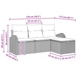 vidaXL Ensemble de Canapé de Jardin 4 Pièces avec Coussins Noir Poly Rattan