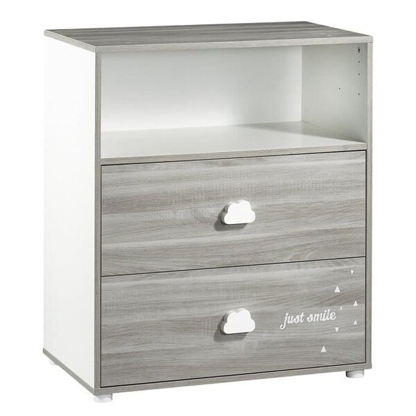 Commode à Langer Smile chêne & silex 2 tiroirs