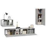 vidaXL Ensemble de meubles TV 4 Pièces Gris béton Bois d'ingénierie