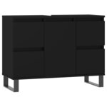 vidaXL Armoire de salle de bain noir 80x33x60 cm bois d'ingénierie