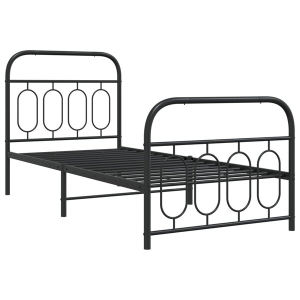 vidaXL Cadre de lit métal avec tête de lit/pied de lit noir 90x200 cm