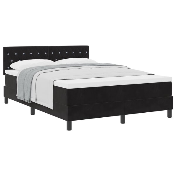 Lit Box Spring vidaXL avec Matelas Noir 140x190 cm Velours