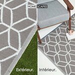 Tapis extérieur terrasse réversible - Tapis de jardin imperméable et résistant UV - Géométrique - Gris - 120x180 cm - HOMESCAPES