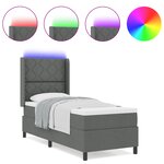 Lit à ressorts vidaXL avec matelas et LED Gris foncé 90x190 cm en tissu