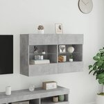vidaXL Meuble TV mural avec lumières LED gris béton 98 5x30x60 5 cm