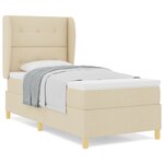 Lit Box Spring vidaXL avec Matelas Crème 90x200 cm Tissu
