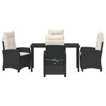 vidaXL Ensemble de salle à manger de jardin 5 pièces avec coussins en rattan poly noir