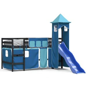 vidaXL Lit mezzanine enfants avec tour bleu 80x200cm bois pin massif