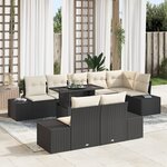 vidaXL Ensemble de canapé de jardin 9 pièces avec coussins en poly rattan noir