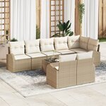 vidaXL Ensemble de Canapés de Jardin 9 Pièces avec Coussins Brun Poly Rattan
