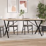 vidaXL Table à manger cadre en X 180x90x75 5 cm bois pin massif acier