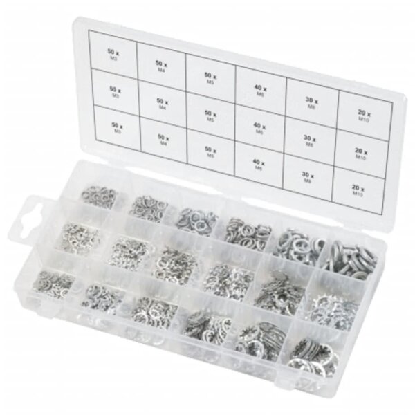 Ks tools assortiment de rondelles standard et dentées 720 pcs