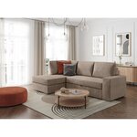 Canapé d'angle gauche convertible ARTEMIS 4 places - Velours côtelé greige - 246 x 174 x 96 cm