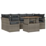 Ensemble de Sofa de Jardin 7 pièces vidaXL avec Coussins Gris Poly Rattan Acacia