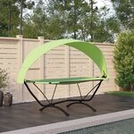 vidaXL Lit de repos d'extérieur avec auvent Vert Acier et tissu Oxford