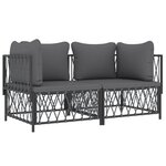 Salon de jardin meuble d'extérieur ensemble de mobilier avec coussins 2 pièces anthracite acier 02_0018288