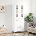 vidaXL Buffet haut Blanc 69 5x34x180 cm Bois d'ingénierie