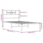 vidaXL Cadre de lit métal avec tête de lit noir 75x190 cm