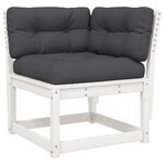 vidaXL Canapé d'angle de jardin et coussins blanc bois de pin massif