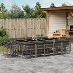 vidaXL Ensemble à manger de jardin 15 Pièces coussins gris résine tressée